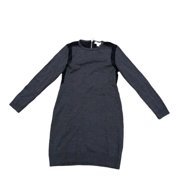 Michael Kors Gray and Black Knit Long sleeve Zipper Dress Womens Size M Stretch - Picture 2 of 3